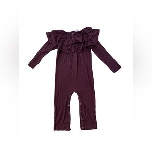 Kate Quinn Size 18-24 Months Plum Purple Bamboo Ruffle Jumpsuit Romper